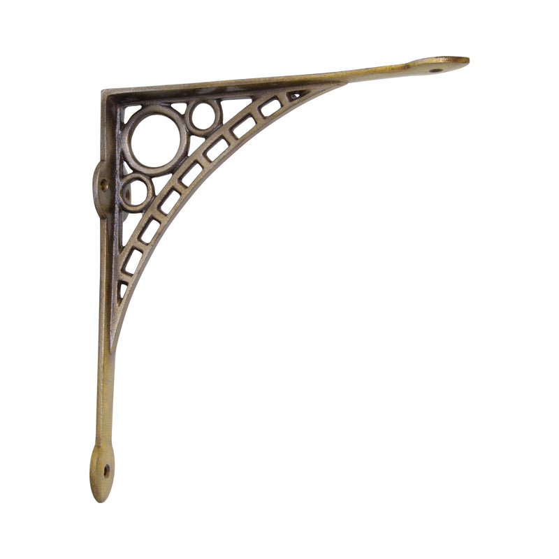 Art Deco Bracket IR7902 Industrial Shelf Bracket, Antique Brass