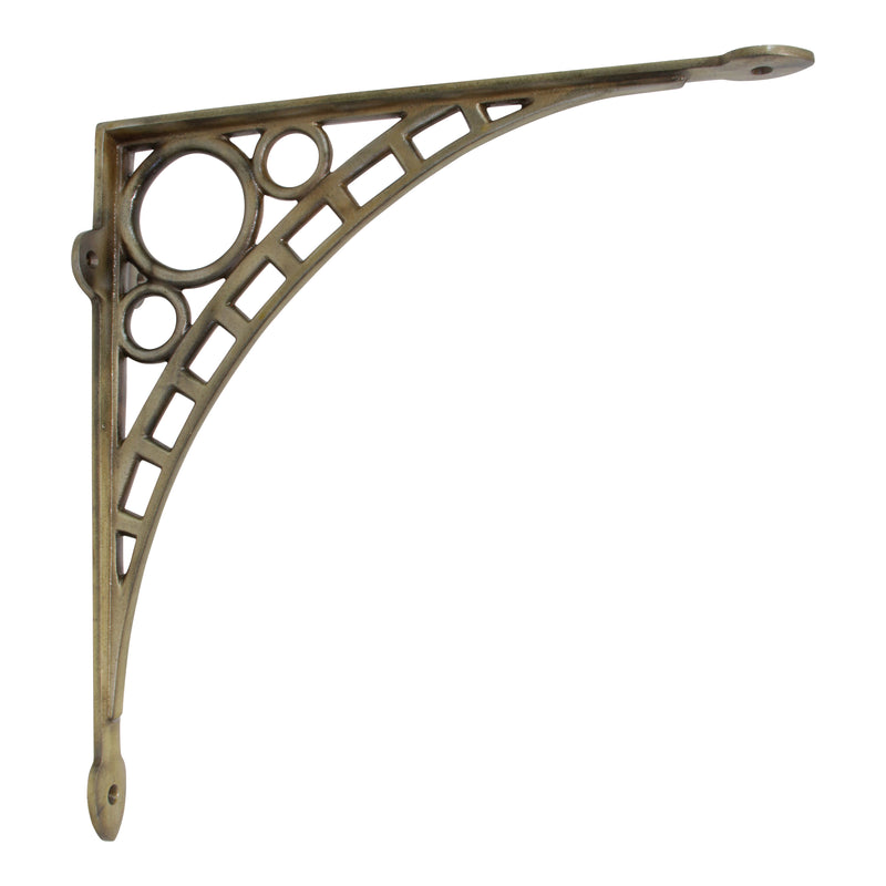 Art Deco Bracket IR7902 Industrial Shelf Bracket, Antique Brass