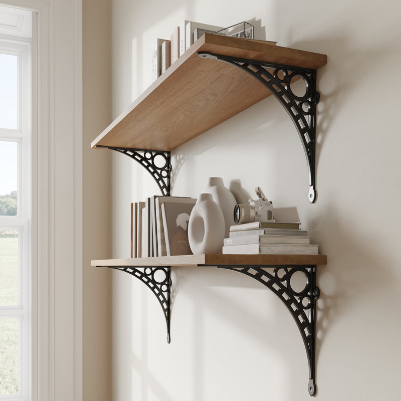 Art Deco Bracket IR7902 Industrial Shelf Bracket, Antique Brass