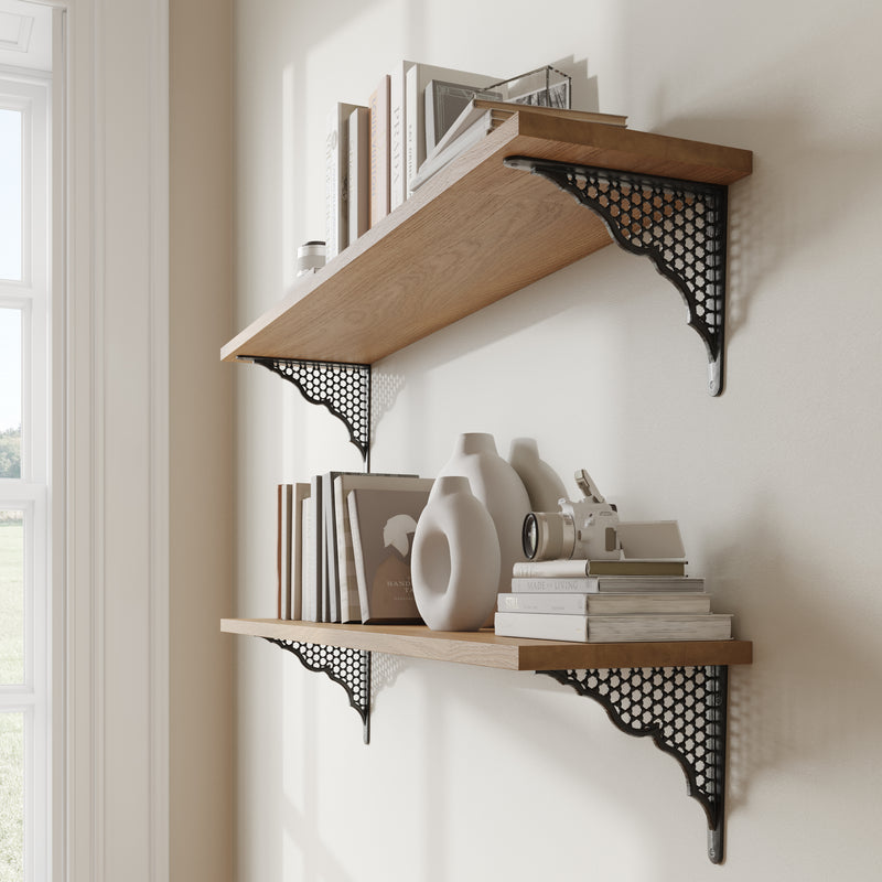 Honeycomb Bracket IR8014 Farmhouse Shelf Bracket, Black