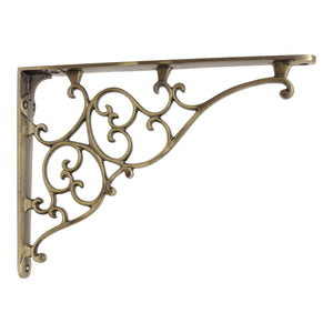 Filigree Bracket IR8016 Classic Shelf Bracket, Antique Brass