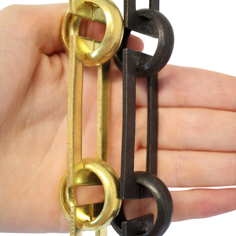 Chain BR01-U Rectangle Chandelier Chain with Unwelded Brass links and Round Joining links, Antique Brass