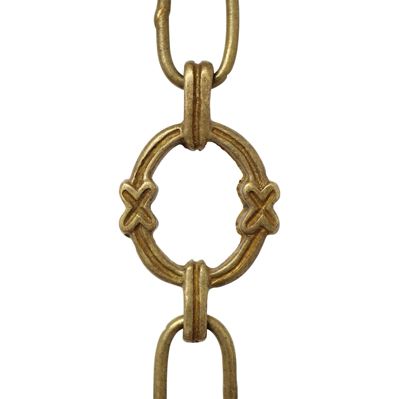 Chain BR05-W Round Chandelier Chain with Welded Brass links and Oval Joining links, Antique Brass