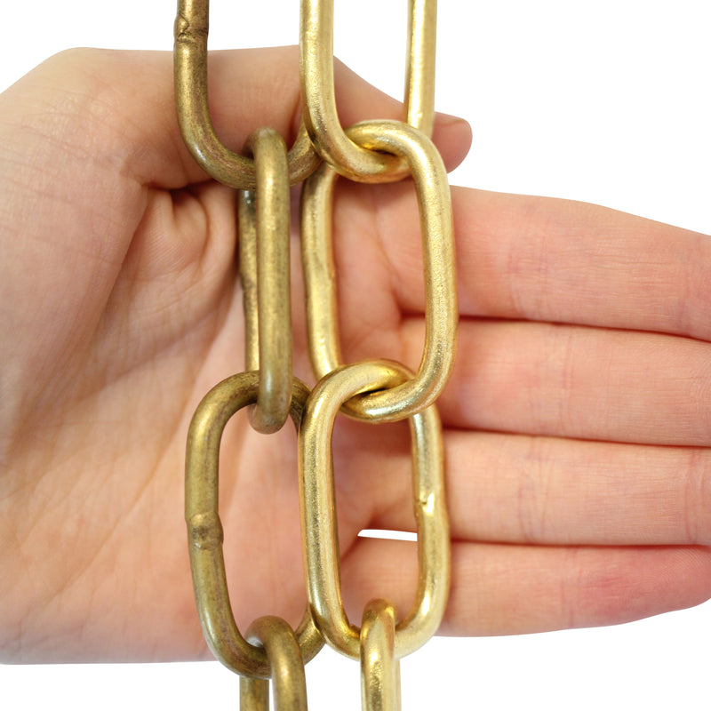 Chain BR08-W Standard Link, Coil Chandelier Chain with Welded Brass links, Antique Brass
