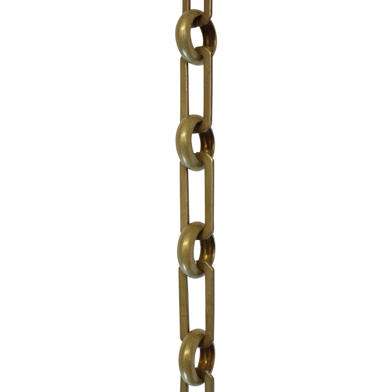 Chain BR10-U Rectangle Chandelier Chain with Unwelded Brass links and Round Joining links, Antique Brass