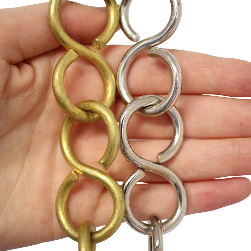 Chain BR13-U S-Shaped Chandelier Chain with Unwelded Brass links, Antique Brass