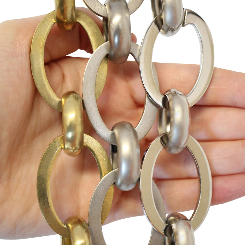 Chain BR14-U Loop Chandelier Chain with Unwelded Brass links and Round Joining links, Antique Brass