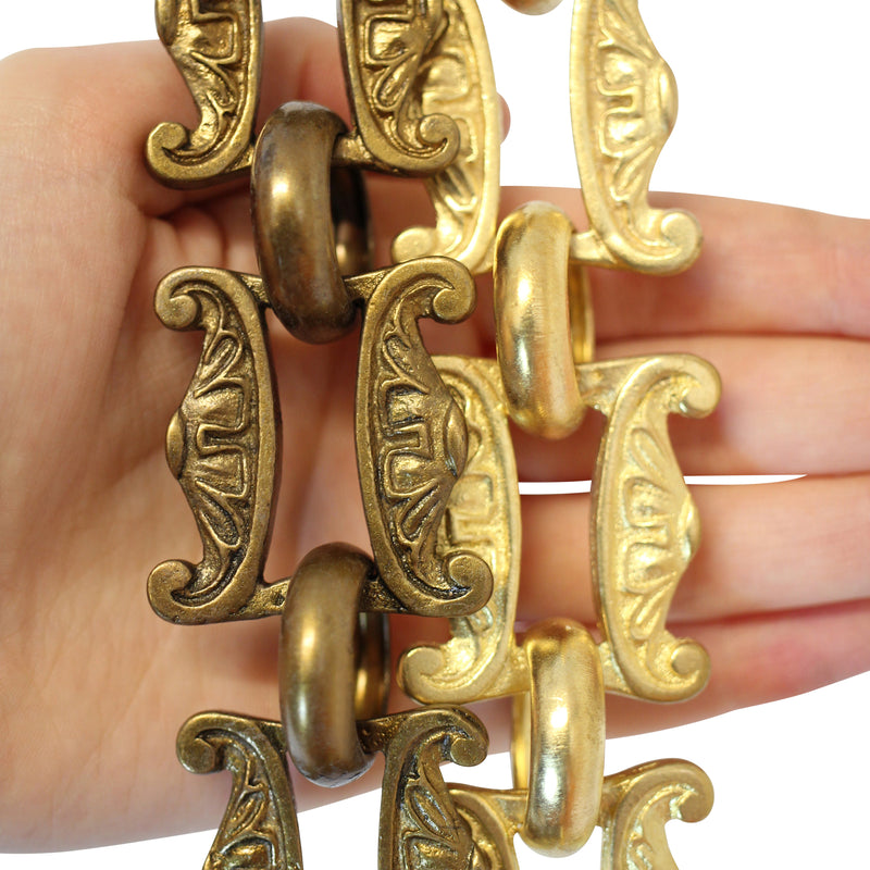 Chain BR15-U Vintage Chandelier Chain with Unwelded Brass links and Round Joining links, Antique Brass