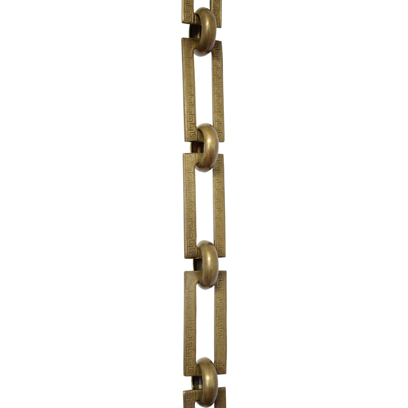 Chain BR18-U Greek Key Chandelier Chain with Unwelded Brass links and Round Joining links, Antique Brass