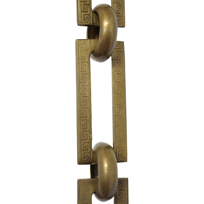 Chain BR18-U Greek Key Chandelier Chain with Unwelded Brass links and Round Joining links, Antique Brass