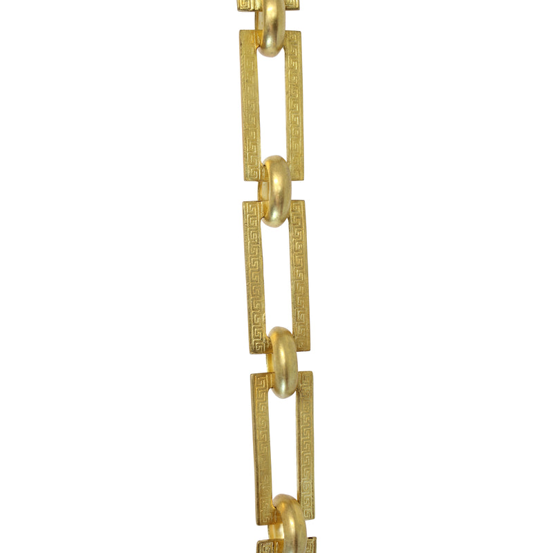 Chain BR18-U Greek Key Chandelier Chain with Unwelded Brass links and Round Joining links, Antique Brass
