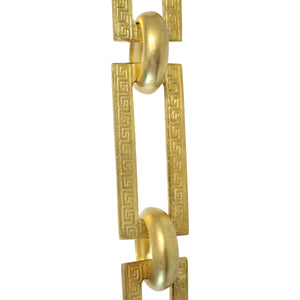 Chain BR18-U Greek Key Chandelier Chain with Unwelded Brass links and Round Joining links, Antique Brass