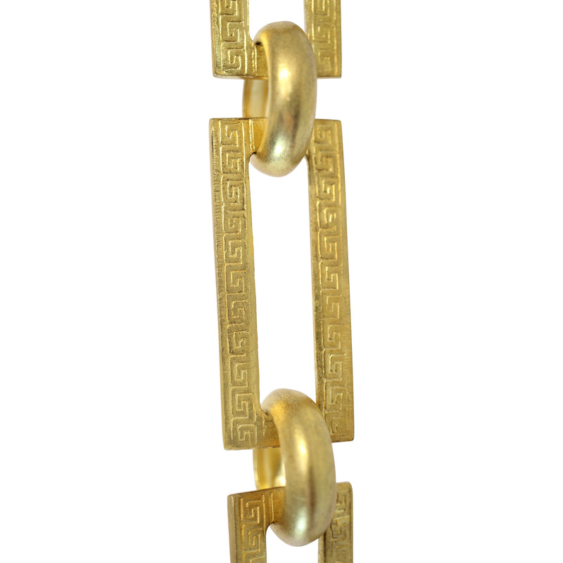 Chain BR18-U Greek Key Chandelier Chain with Unwelded Brass links and Round Joining links, Antique Brass