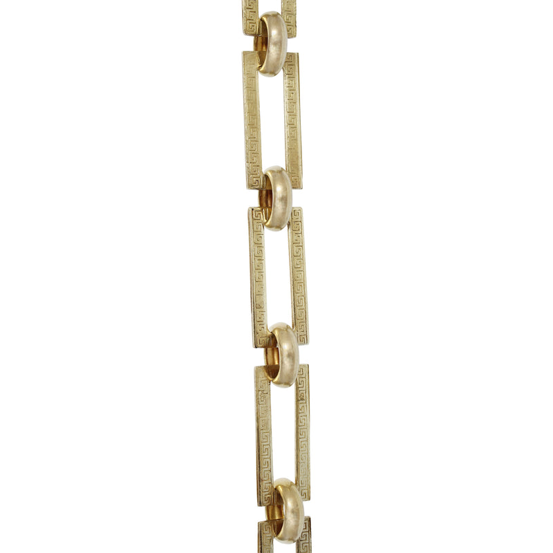 Chain BR18-U Greek Key Chandelier Chain with Unwelded Brass links and Round Joining links, Antique Brass