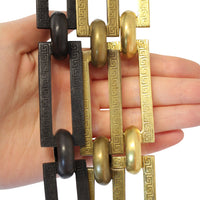 Chain BR18-U Greek Key Chandelier Chain with Unwelded Brass links and Round Joining links, Antique Brass