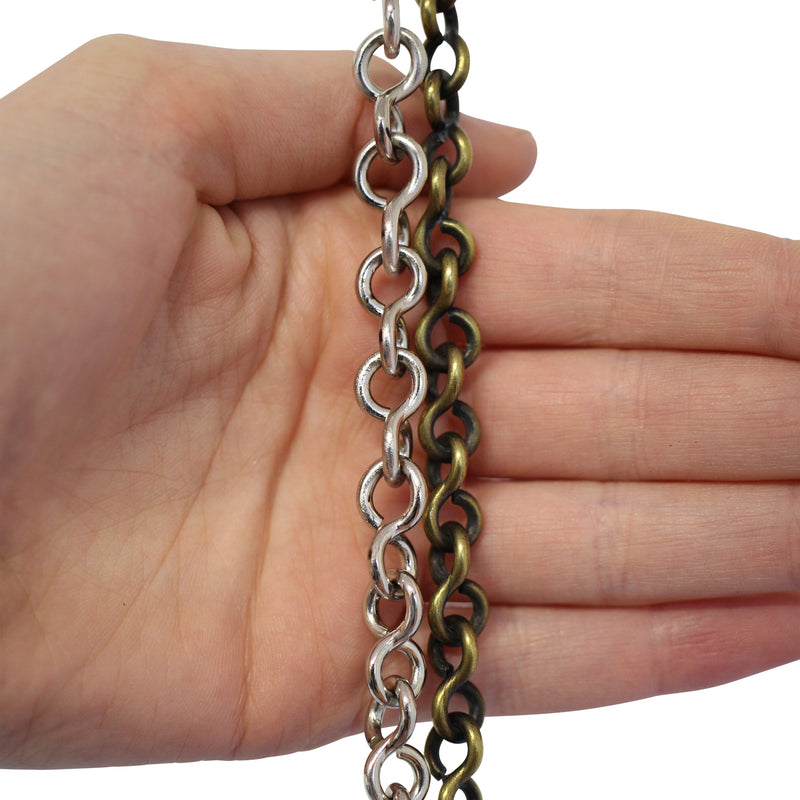 Chain BR20-U Loop Lightweight Chandelier Chain with Unwelded Brass links, Antique Brass