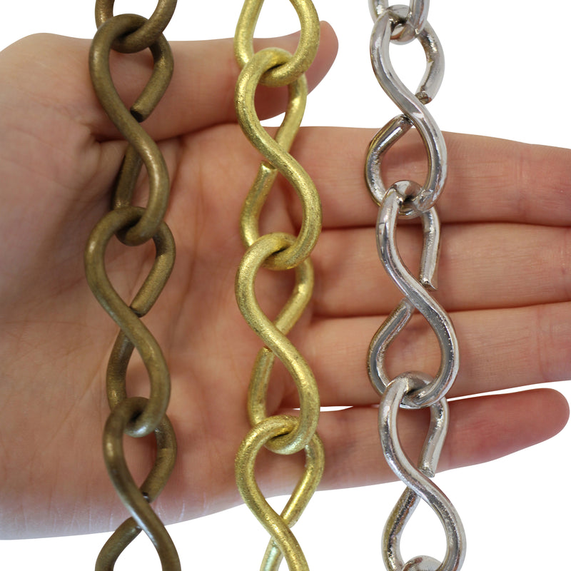Chain BR20-U Loop Lightweight Chandelier Chain with Unwelded Brass links, Antique Brass