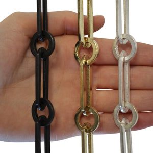 Chain BR21-W Rectangle Chandelier Chain with Welded Brass links and Round Joining links, Antique Brass