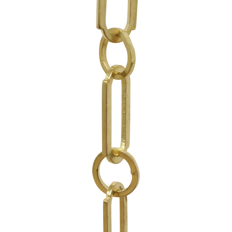 Chain BR21-W Rectangle Chandelier Chain with Welded Brass links and Round Joining links, Antique Brass