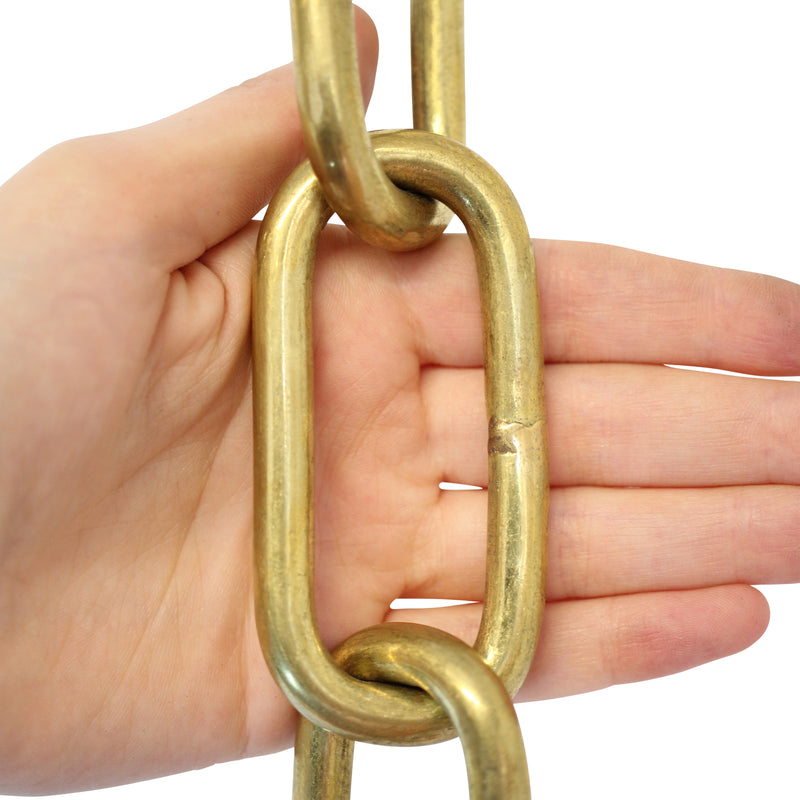 Chain BR23-W Standard Link, Coil Chandelier Chain with Rectangle Welded Brass links, Antique Brass