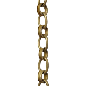 Chain BR24-W Round Chandelier Chain with Oval Welded Brass links and Round Joining links, Antique Brass
