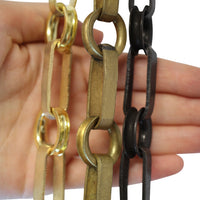 Chain BR27-W Rectangle Chandelier Chain with Welded Brass links and Round Joining links, Antique Brass