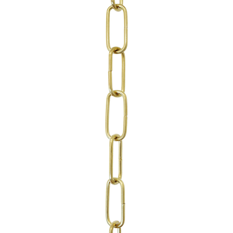 Chain BR33-U Standard Link, Coil Chandelier Chain with Rectangle Unwelded Brass links, Antique Brass