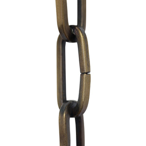 Chain IR49-U Standard Link, Coil Chandelier Chain with Rectangle Unwelded Iron links, Antique Brass