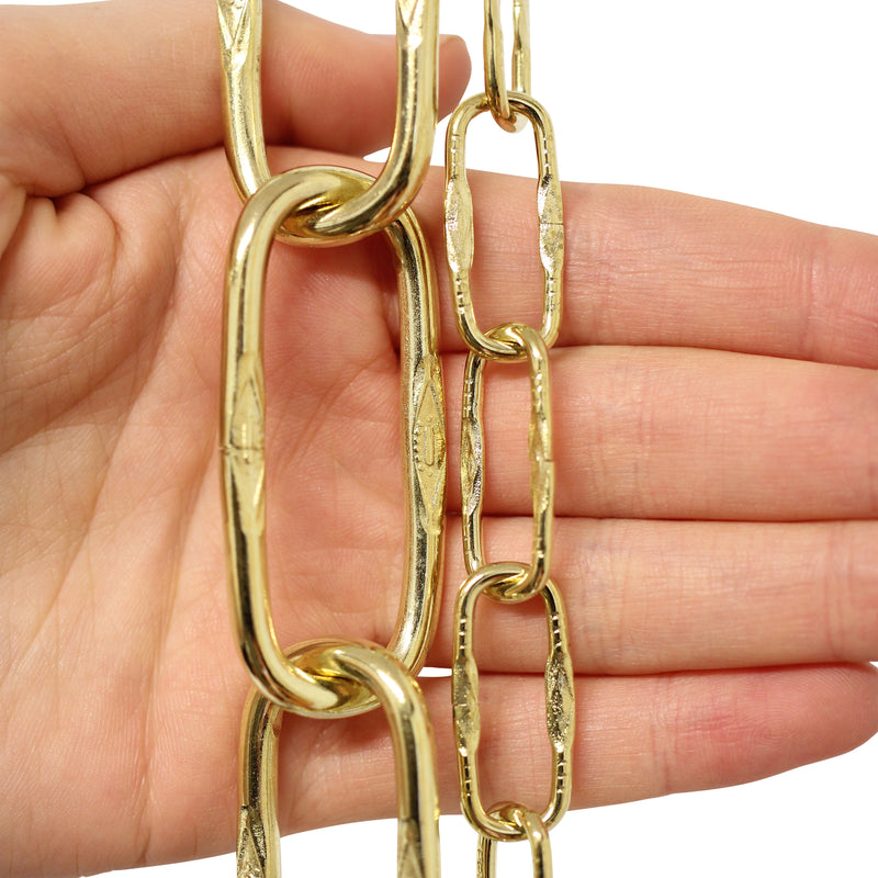 Chain ST58-U Spanish Chandelier Chain with Unwelded Steel links, Antique Brass