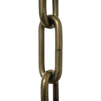 Chain ST59-U Standard Link, Coil Chandelier Chain with Oval Unwelded Steel links, Antique Brass