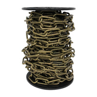 Chain ST59-U Standard Link, Coil Chandelier Chain with Oval Unwelded Steel links, Antique Brass
