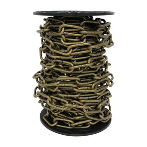 Chain ST59-U Standard Link, Coil Chandelier Chain with Oval Unwelded Steel links, Antique Brass