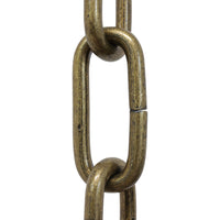 Chain ST59-U Standard Link, Coil Chandelier Chain with Oval Unwelded Steel links, Antique Brass