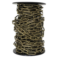 Chain ST59-W Standard Link, Coil Chandelier Chain with Oval Welded Steel links, Antique Brass