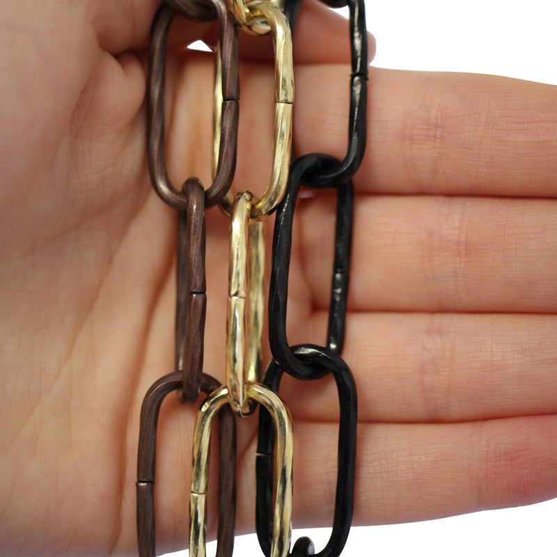 Chain ST61-U Standard Link, Coil Chandelier Chain with Oval Unwelded Steel links, Antique Copper