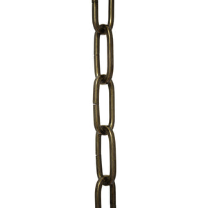 Chain ST62-U Standard Link, Coil Chandelier Chain with Oval Unwelded Steel links, Antique Brass