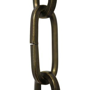 Chain ST62-U Standard Link, Coil Chandelier Chain with Oval Unwelded Steel links, Antique Brass
