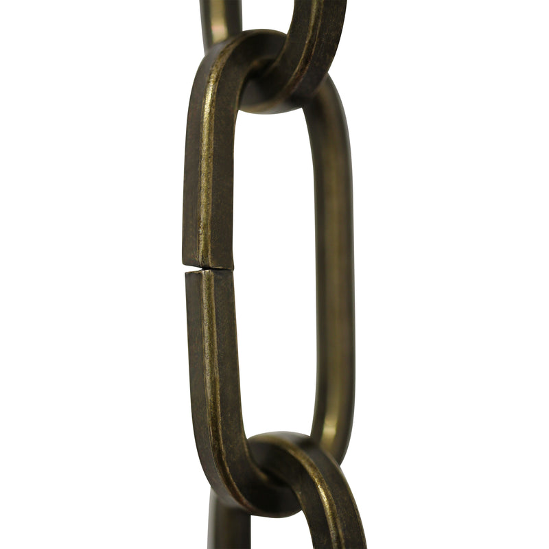 Chain ST62-U Standard Link, Coil Chandelier Chain with Oval Unwelded Steel links, Antique Brass