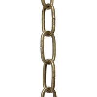 Chain ST62-U Standard Link, Coil Chandelier Chain with Oval Unwelded Steel links, Antique Brass