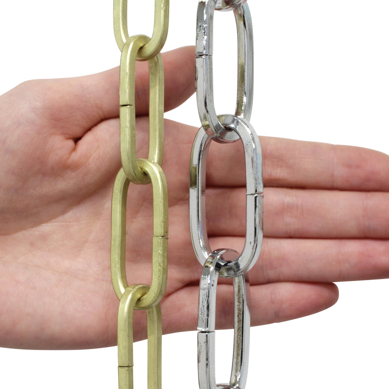 Chain ST62-U Standard Link, Coil Chandelier Chain with Oval Unwelded Steel links, Antique Brass