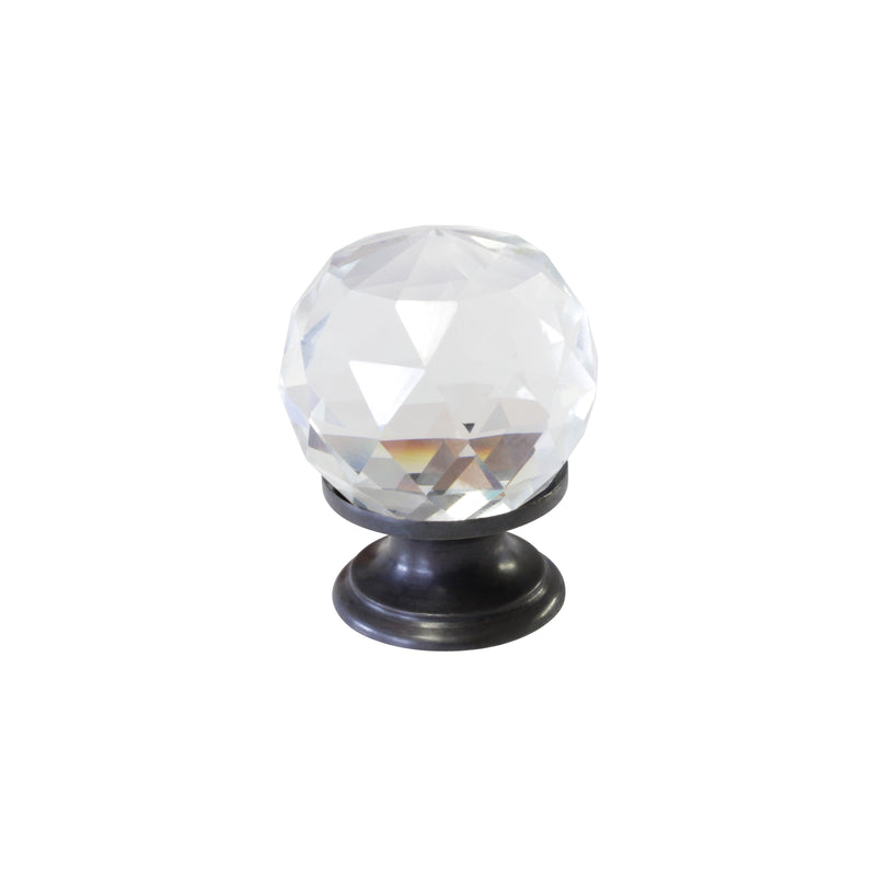 Crystal Cabinet Knob CYCD-30CLR, Antique Brass