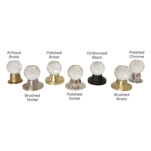 Crystal Door Knob CYTUD-50CLR, Antique Brass