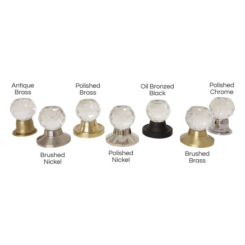 Crystal Door Knob CYTUD-50CLR, Antique Brass