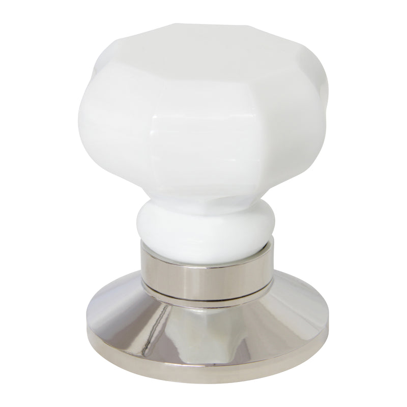 Glass Door Knob GLOC-55WHT, Antique Brass