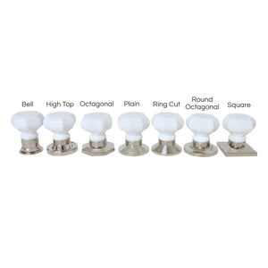 Glass Door Knob GLOC-55WHT, Antique Brass