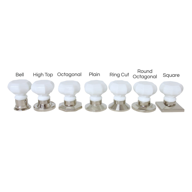 Glass Door Knob GLOC-55WHT, Antique Brass