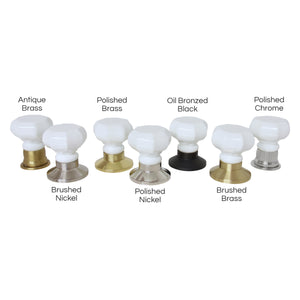 Glass Door Knob GLOC-55WHT, Antique Brass
