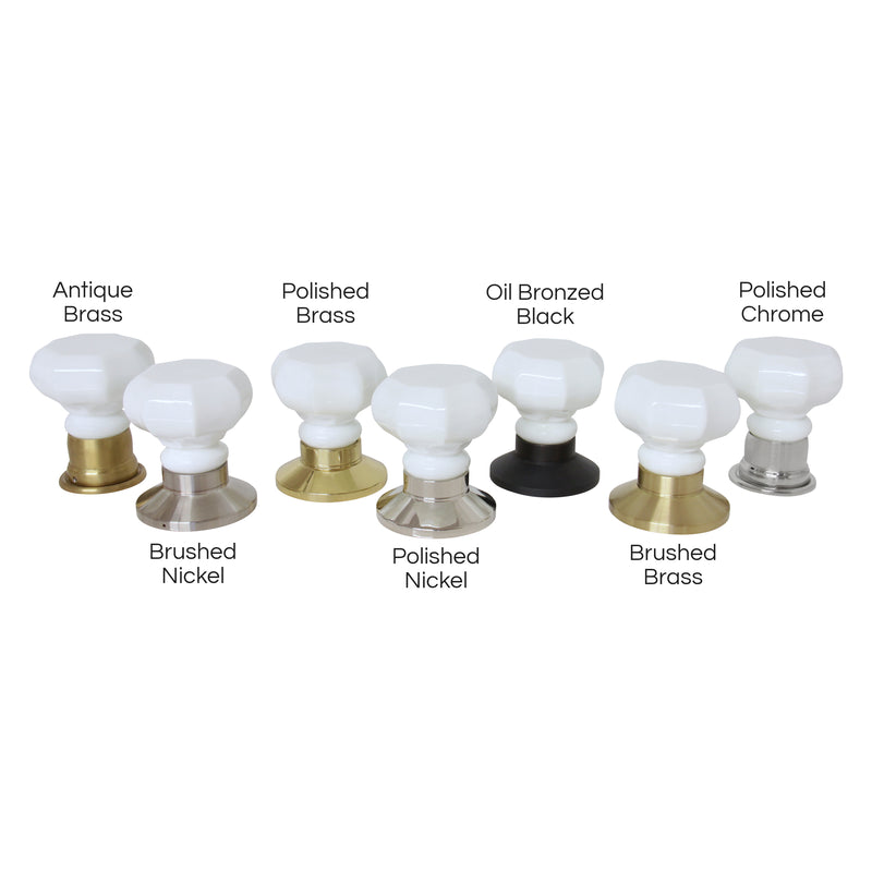 Glass Door Knob GLOC-55WHT, Antique Brass