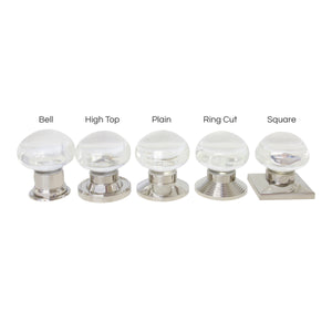 Glass Door Knob GLTUD-50CLR, Antique Brass