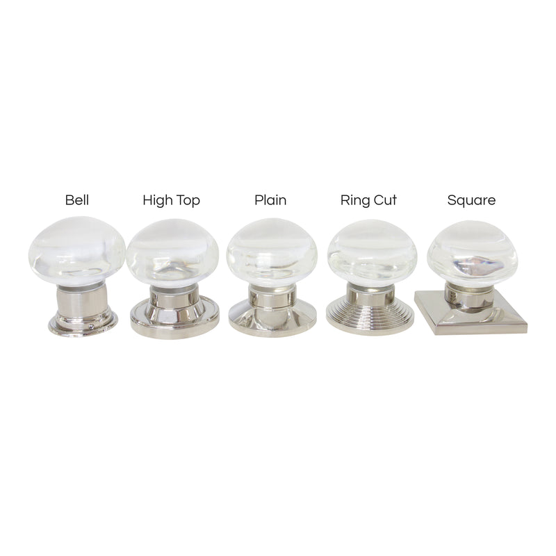 Glass Door Knob GLTUD-50CLR, Antique Brass